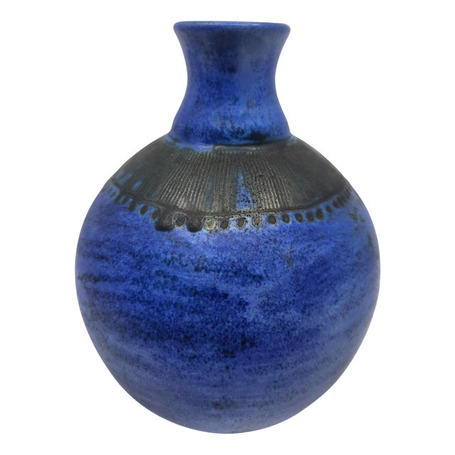Vase in Blue Ceramic by Jacques Blin, France, 1970s For Sale
