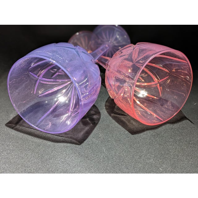 Pink 1990s Pastel Crystal Goblets - Set of 4 - Marquis Brookside - Attributed to Waterford For Sale - Image 8 of 8