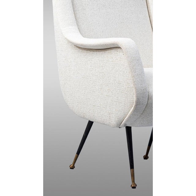 Italian armchairs newly upholstered in wool,with metal legs 1950