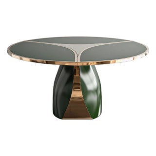 "Sogno" Round Table With Stainless Steel and Bronze, Handcrafted For Sale