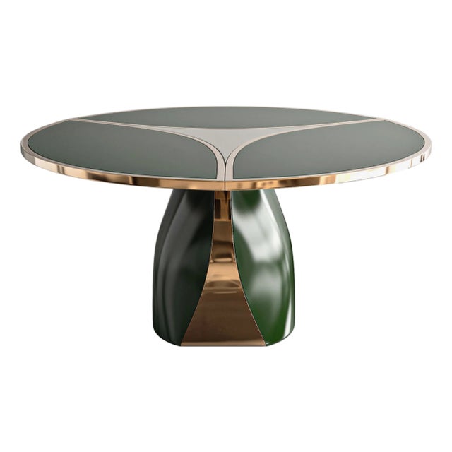 "Sogno" Round Table With Stainless Steel and Bronze, Handcrafted For Sale