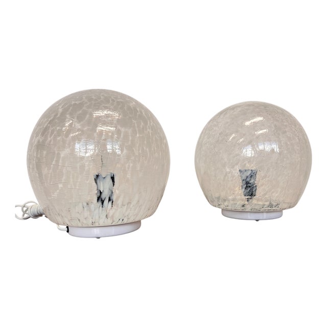 Mid-Century Art Glass Table Lamps, Former Czechoslovakia, 1980s, Set of 2 For Sale