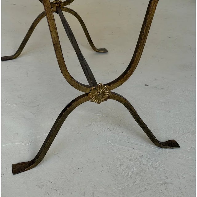 Spanish Gilt Iron Bench With Hammered Frame For Sale - Image 12 of 12