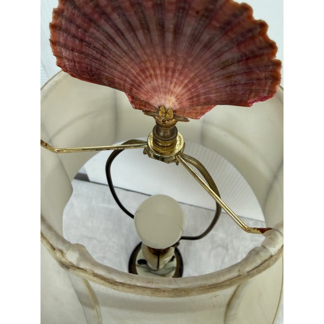 Vintage Onyx + Brass Table Lamp With Seashell Finial For Sale - Image 10 of 12