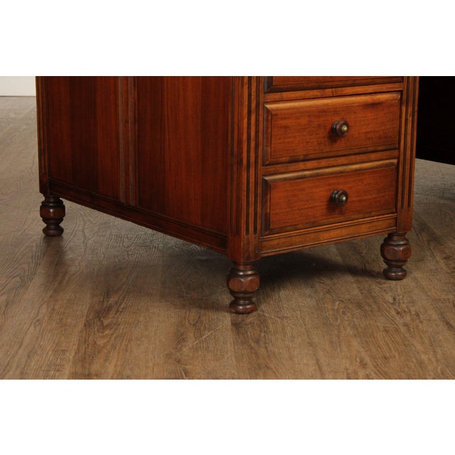 1930 Walnut Carved Pedestal Executive Desk with Pull-Out Writing Slides For Sale - Image 12 of 18