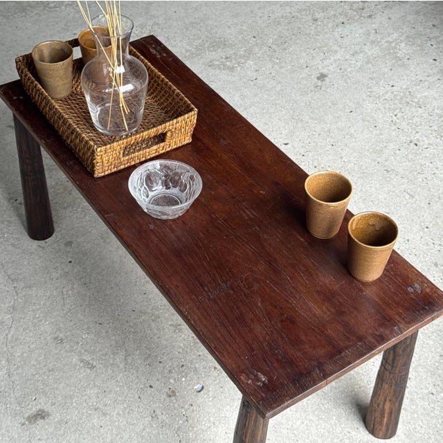 1980s Vintage Indonesian Brown Teak Coffee Table with Tapered Legs, 1980s For Sale - Image 5 of 18