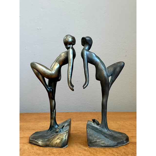 Art Deco Vintage Deco Dancing Nymph Bookends - Set of 2 For Sale - Image 3 of 12