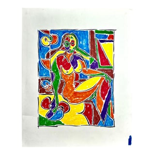 1975 Modernist Figural Drawing by Achi Sullo For Sale