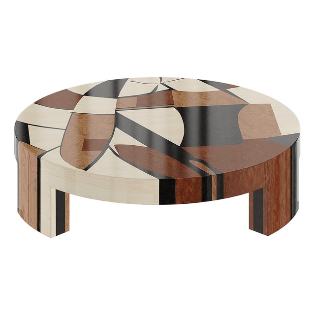 Austrian Round Wood Center Table by Hommés Studio For Sale
