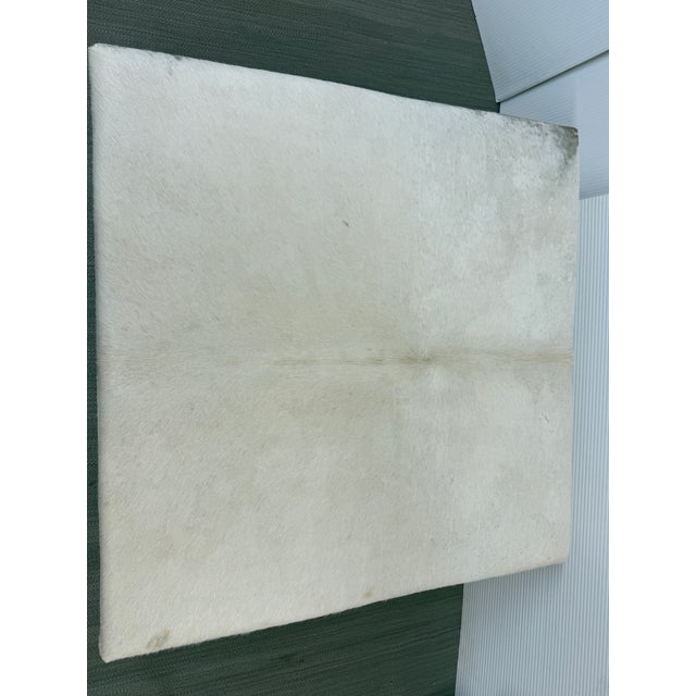 Modern Square Cowhide Ottoman + Brass Frame For Sale - Image 10 of 12