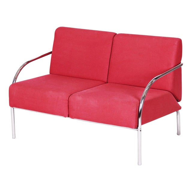 Bauhaus Sofa in Chrome-Plated Steel and Upholstery, Former Czechoslovakia, 1970s For Sale