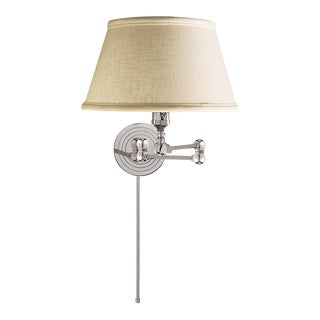 Chapman & Myers for Visual Comfort Signature Boston Swing Arm in Polished Nickel with Linen Shade For Sale