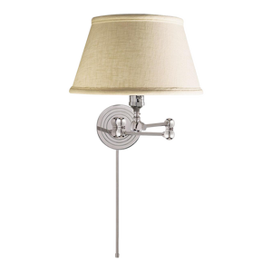 Chapman & Myers for Visual Comfort Signature Boston Swing Arm in Polished Nickel with Linen Shade