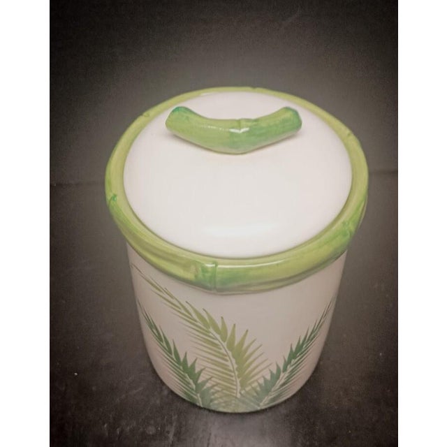 This fabulous Vintage Italian Lidded Canister with Bamboo Design will be a standout on any kitchen counter, or use it as a...