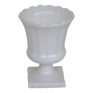 White Opaline Milk Glass Footed Urn Vase Pedestal Planter