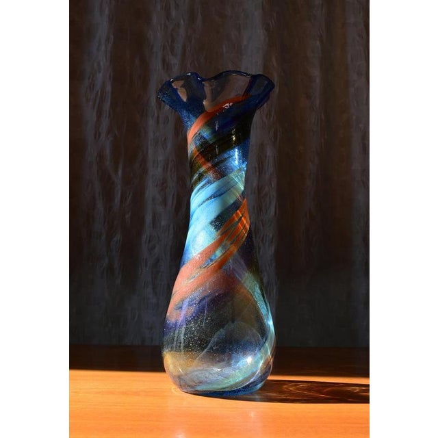 Large Free-Form Art Glass Vase by Gyula Budveszel, Hungary, 1990s For Sale - Image 3 of 7