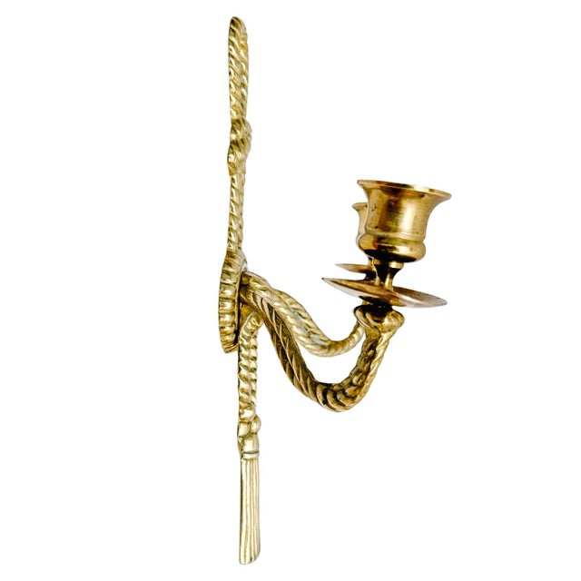 Vintage Andrea by Sadek Brass Rope & Tassel Two-Light Wall Sconces - A Pair For Sale - Image 9 of 10