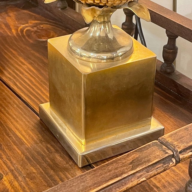 Mid-Century Modern Gilt Pineapple Lamp, 1970s For Sale - Image 3 of 4