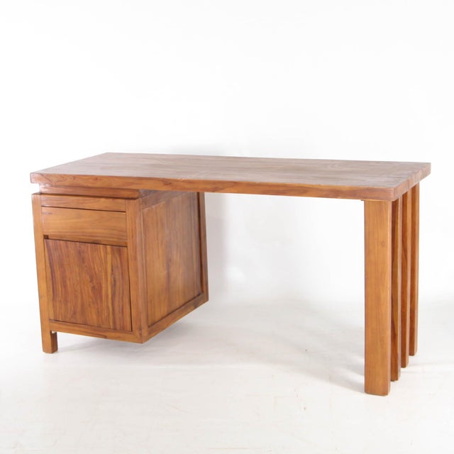 Brutalist Wood Desk, 1980s For Sale - Image 16 of 16
