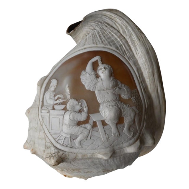 Shell with Cameo Carved in Relief For Sale