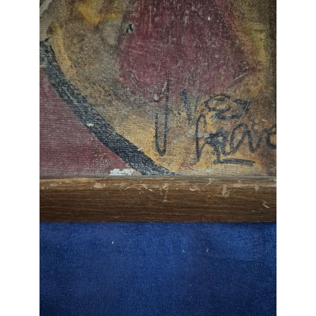Mid 20th Century Mid-Century Modern Van Lowe Style Brutalist "King of Spades" Oil Painting on Canvas For Sale - Image 5 of 11