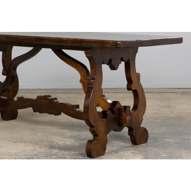 Antique Spanish Renaissance Revival Walnut Trestle Dining Table For Sale - Image 16 of 16