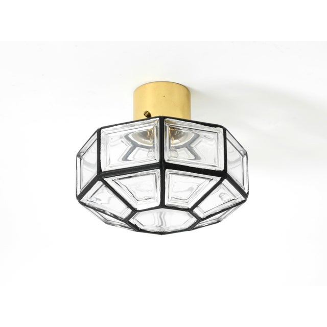 Beautiful original 1970s glass ceiling lamp in an octagonal shape. manufacturer: limburg, model: 2761. Very high-quality...