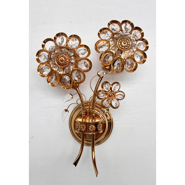 Art Deco Brass and Crystal Wall Lamp from Palwa, 1960s For Sale - Image 10 of 16