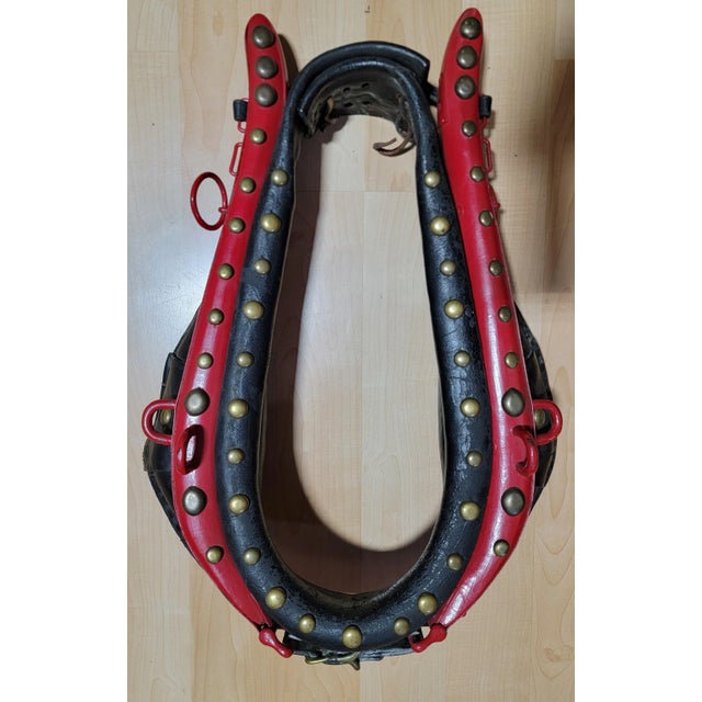 Vintage and historical leather and painted wood horse collar from Barnum & Bailey Circus. Embossed in leather "Barnum &...