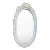 Vintage Faux Bamboo Oval Wall Palmette Mirror in Distressed White Finish For Sale