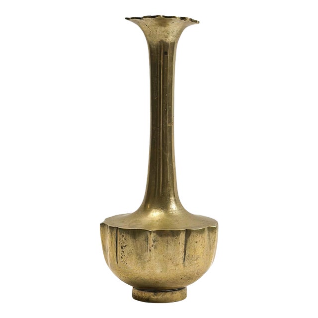 Art Nouveau Brass Solifleur Lotus Bud Vase, Central Europe, 1910s For Sale