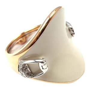 Roberto Coin Saddle Stirrup 18k Rose Gold Diamond Enamel Ring, Size 7