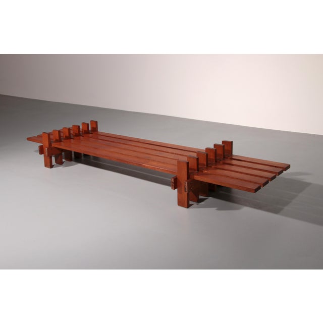 Wood Italian Modern Teak Bench, 1960s For Sale - Image 7 of 11