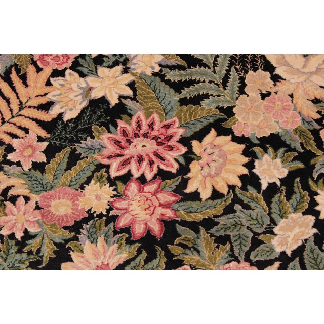 Shabby Chic Shabby Chic Foliate 1990's Pak-Persian Black/Black Wool Rug - 9'0'' X 12'1''V For Sale - Image 3 of 9