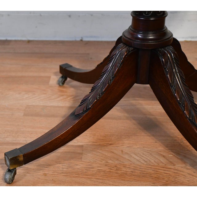 1930s Antique Weiman English Regency Mahogany Leather Top Side Table End Accent Table For Sale - Image 13 of 17