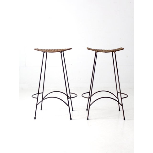Arthur Umanoff Style Bar Stools Pair For Sale - Image 4 of 11