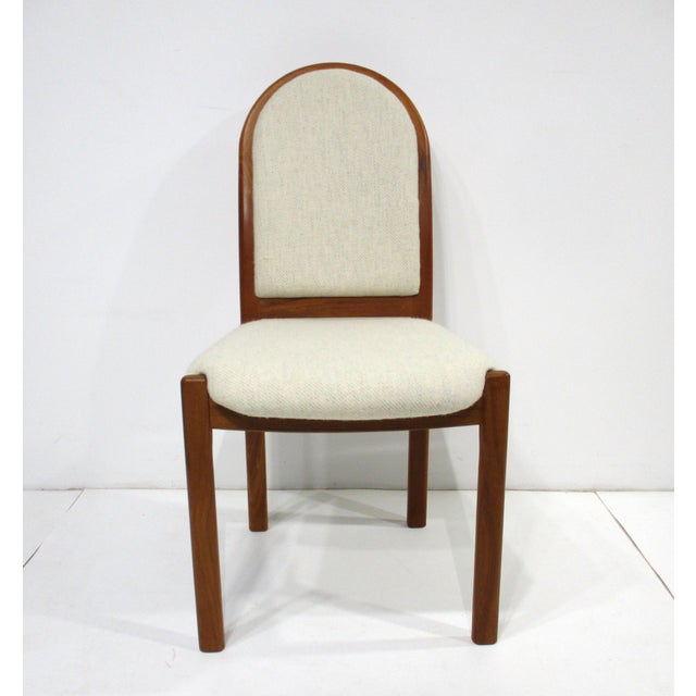 Mid 20th Century 8 Danish Styled Teak Upholstered Dining Chairs in the Style of Niels Moller For Sale - Image 5 of 17