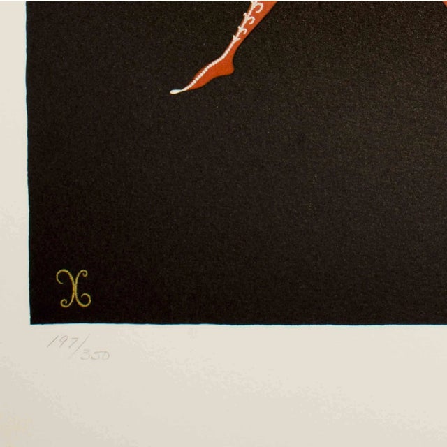 Modern Erté, Letter X, Lithograph and Screen Print, 1976 For Sale - Image 3 of 4