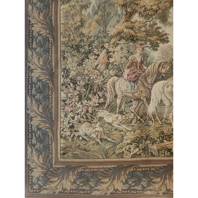 German Tapestry with Hunting Landscape Scene, 1970s For Sale - Image 16 of 18