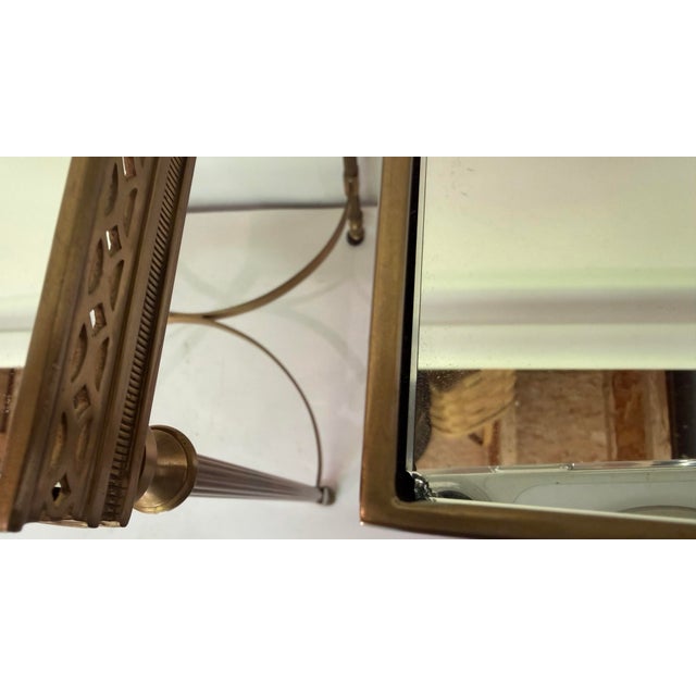 Pair of Global Views Brass Finish Glass Top Neoclassical Side Tables With Gallery Rail For Sale - Image 10 of 10