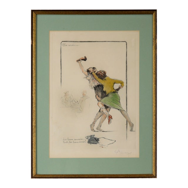 "Not True: Good Accounts Make Good Friends" Satirical French Illustration by Gaston Hoffmann For Sale