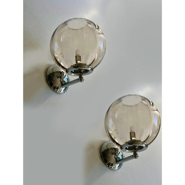 Contemporary Italian Smoked Fumè Murano Glass Sphere Sconces by Simoeng, Set of 2 For Sale - Image 3 of 8