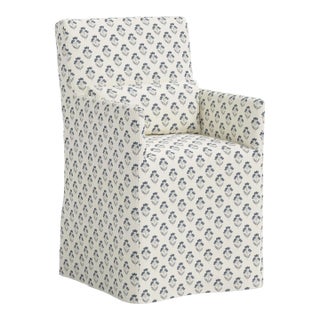 Stoffer Home x Cloth & Company Lindy Slipcover Dining Arm Chair in Francie Blue For Sale
