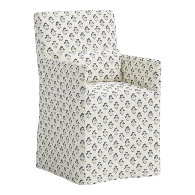 Stoffer Home x Cloth & Company Lindy Slipcover Dining Arm Chair in Francie Blue For Sale