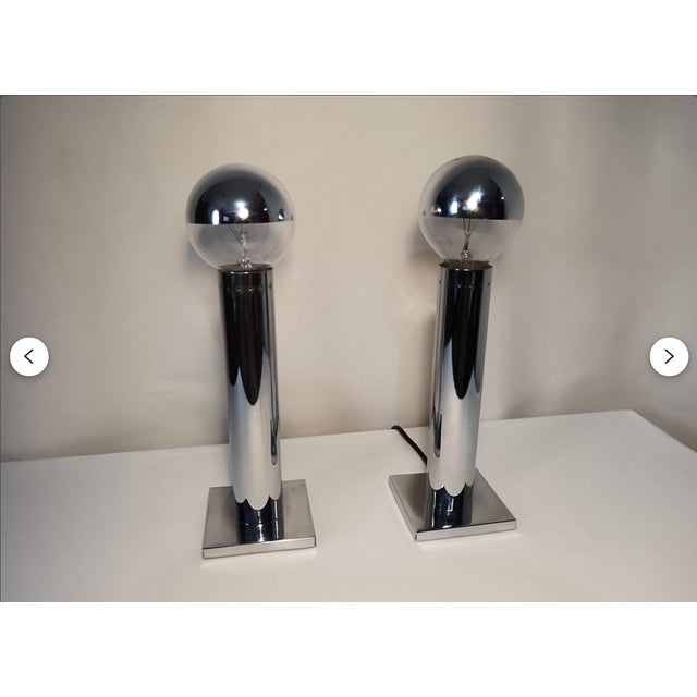 Mid-Century Postmodern Italian Silver Table Lamps by Gofredo Reggiani, 1970s, Set of 2 For Sale - Image 9 of 11