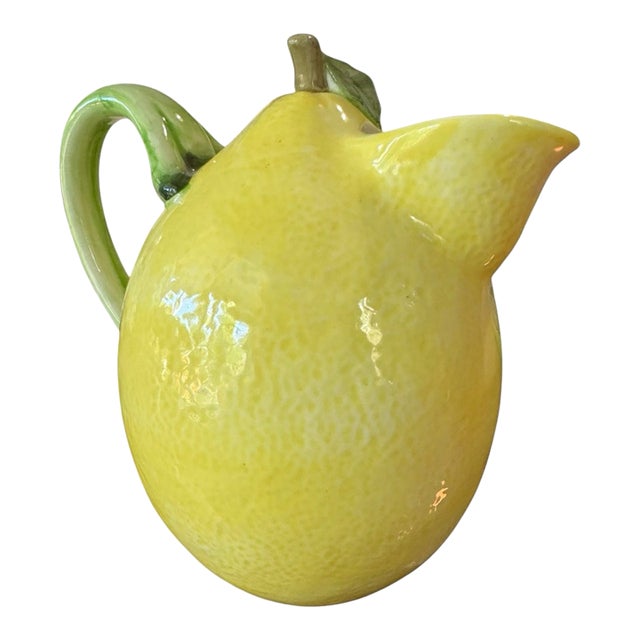 Vintage Lemon Shaped Yellow Green Leaves Made in Japan Pitcher For Sale