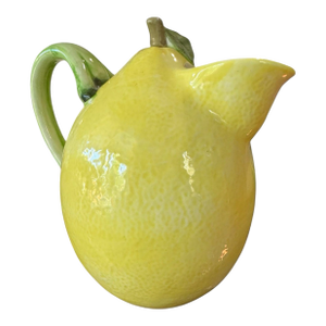 Vintage Lemon Shaped Yellow Green Leaves Made in Japan Pitcher