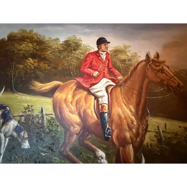 Early 20th Century Original Ferdinand Arnold Oil Painting – English Fox Hunt Scene With Hounds – Traditional Equestrian Decor in Ornate Frame For Sale - Image 6 of 17
