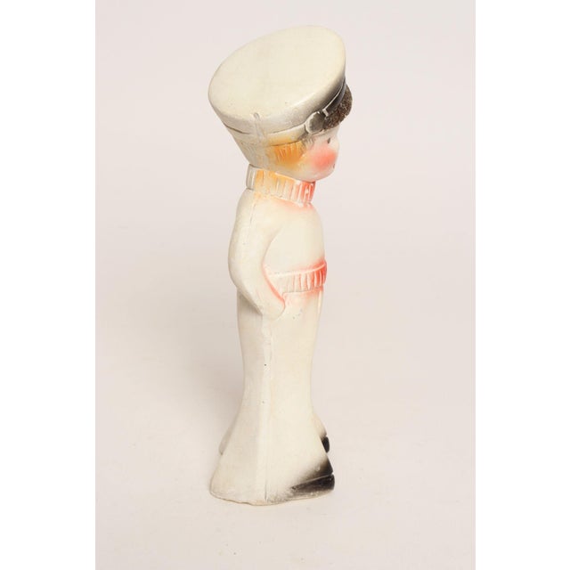 Folk Art Vintage Hand-Painted Americana Chalkware Carnival Chalk Sailor Boy Sculpture / Figurine For Sale - Image 3 of 10