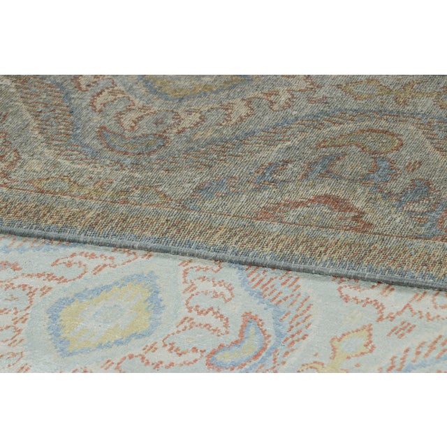 Textile Rug & Kilim’s Modern Classic Rug, Blue Ikats Patterns With Red and Gold Accents For Sale - Image 7 of 7